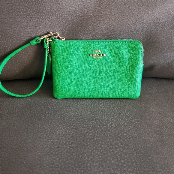 Coach Handbags - Green Leather Coach Wristlet